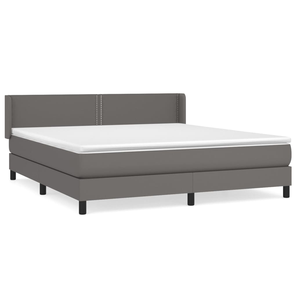 Boxspring Met Matras Kunstleer Grijs 180 x 200 cm Effen met spijkers