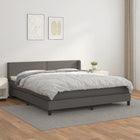 Boxspring Met Matras Kunstleer Grijs 180 x 200 cm Effen met spijkers