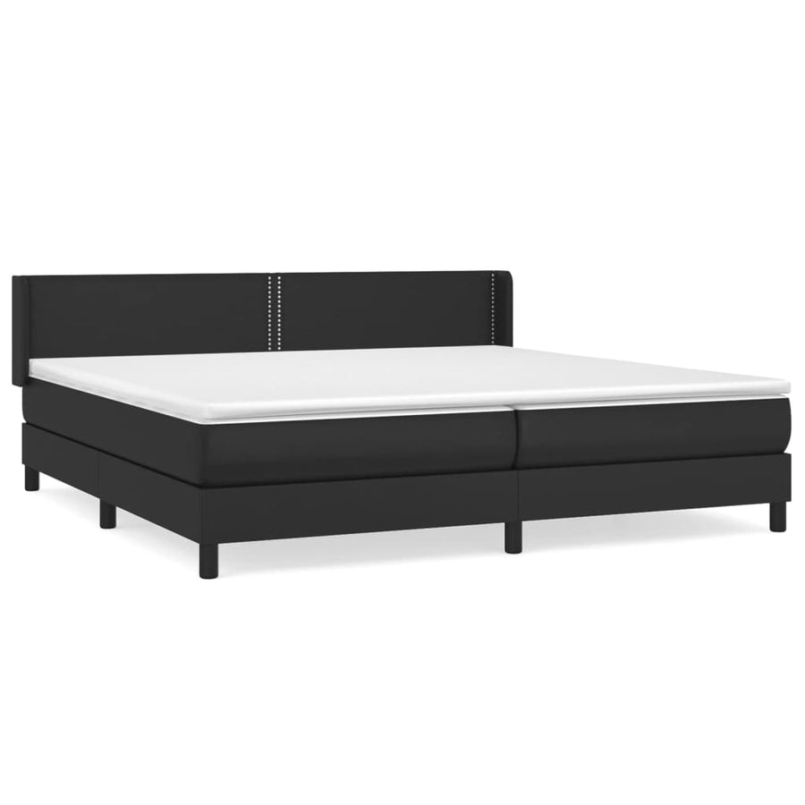 Boxspring Met Matras Kunstleer Zwart 200 x 200 cm Effen met spijkers