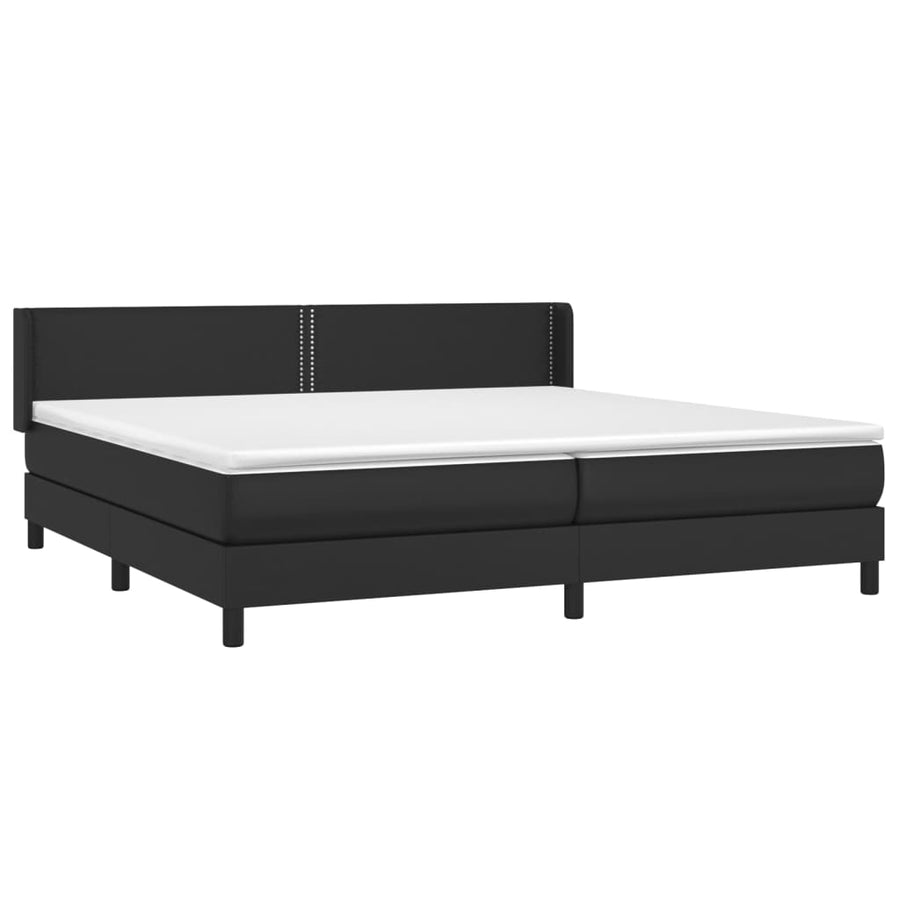 Boxspring Met Matras Kunstleer Zwart 200 x 200 cm Effen met spijkers