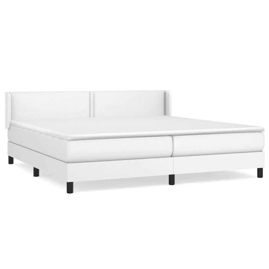 Boxspring Met Matras Kunstleer Wit 200 x 200 cm Effen met spijkers