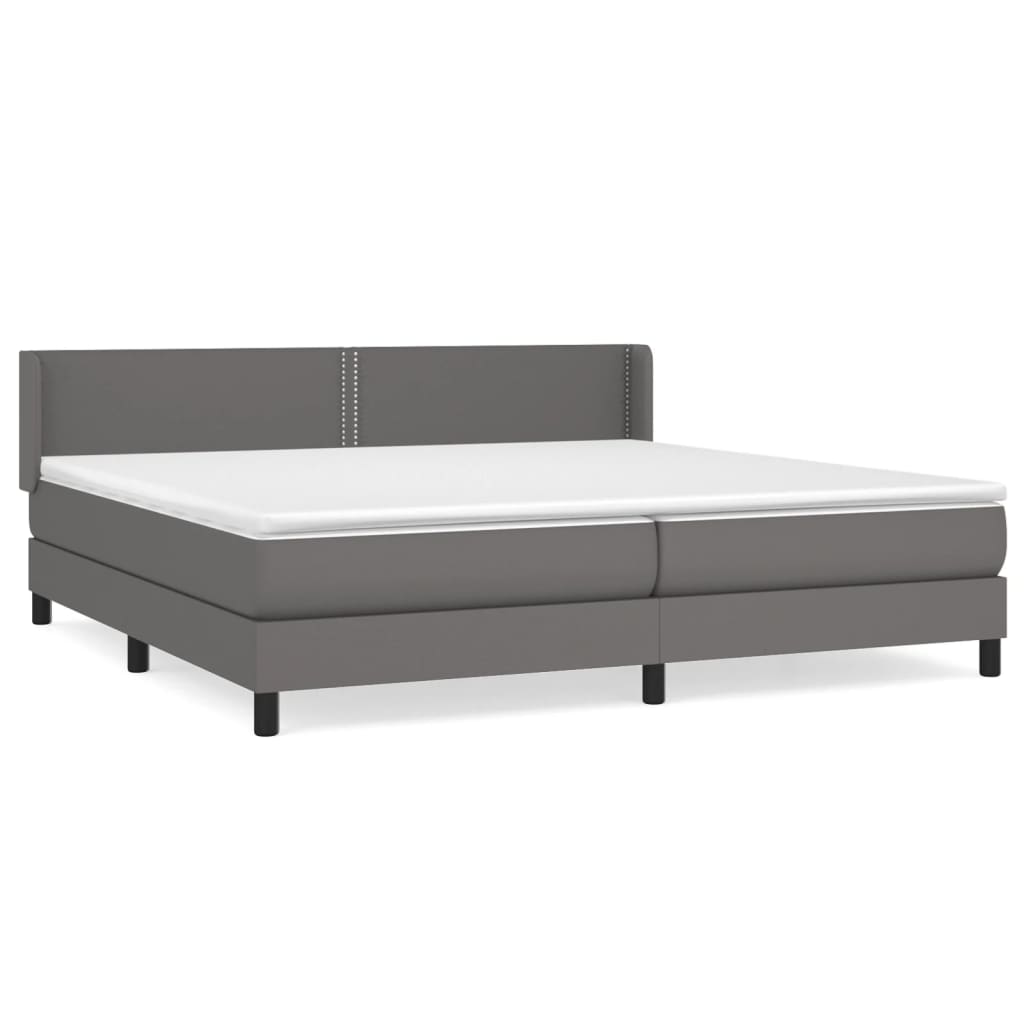 Boxspring Met Matras Kunstleer Grijs 200 x 200 cm Effen met spijkers