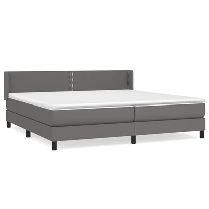 Boxspring Met Matras Kunstleer Grijs 200 x 200 cm Effen met spijkers