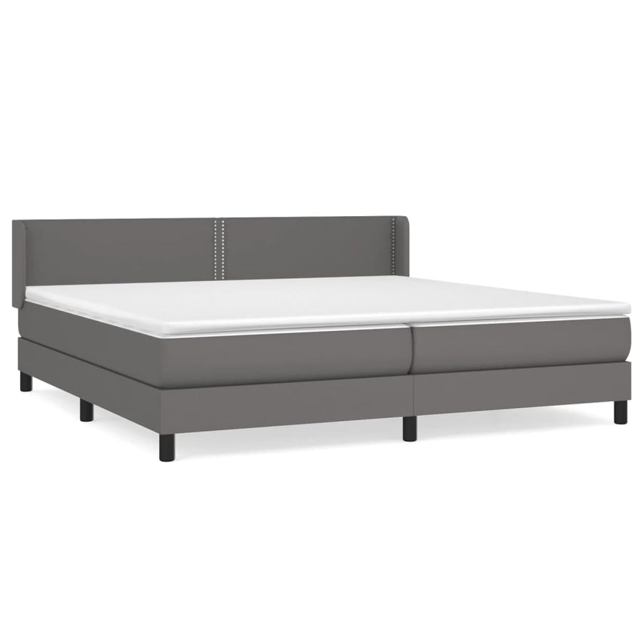 Boxspring Met Matras Kunstleer Grijs 200 x 200 cm Effen met spijkers