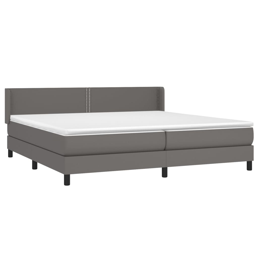 Boxspring Met Matras Kunstleer Grijs 200 x 200 cm Effen met spijkers