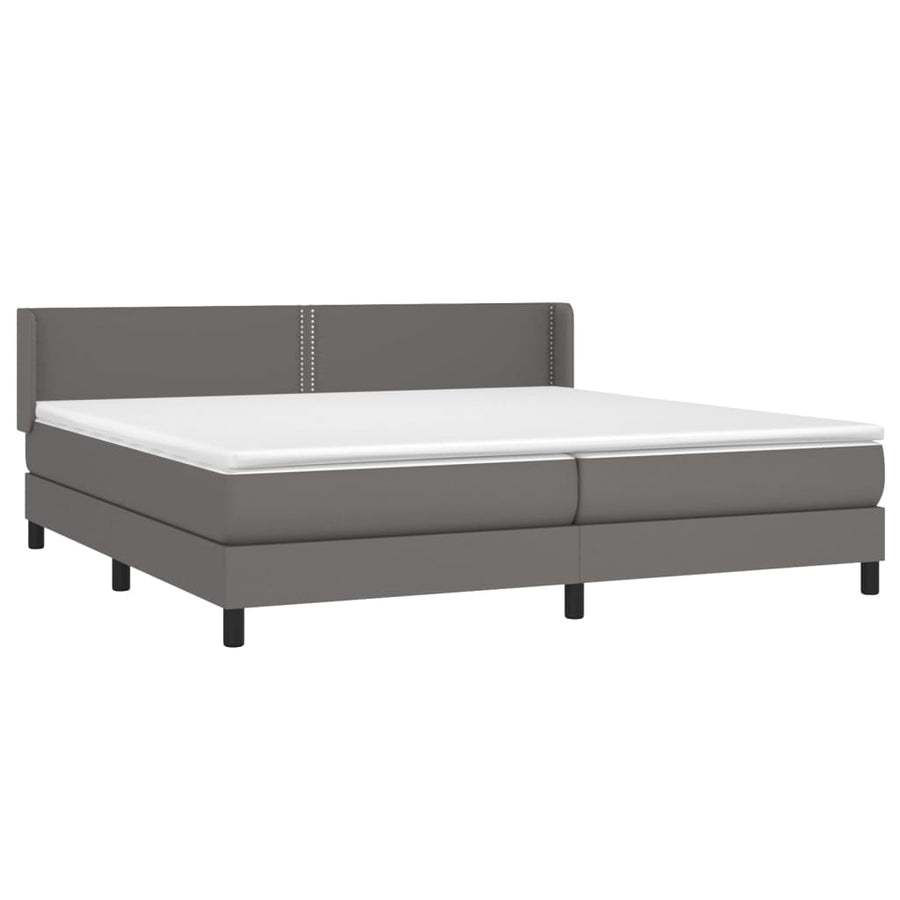 Boxspring Met Matras Kunstleer Grijs 200 x 200 cm Effen met spijkers