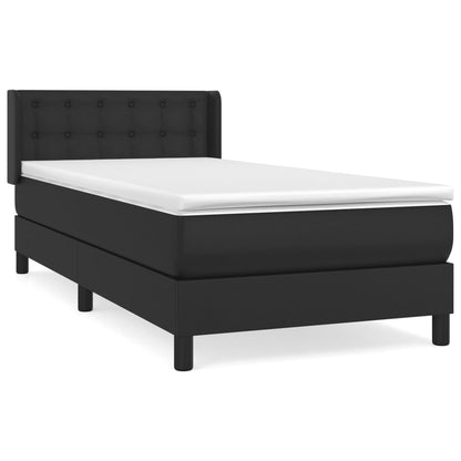 Boxspring Met Matras Kunstleer Zwart 80 x 200 cm Knopen