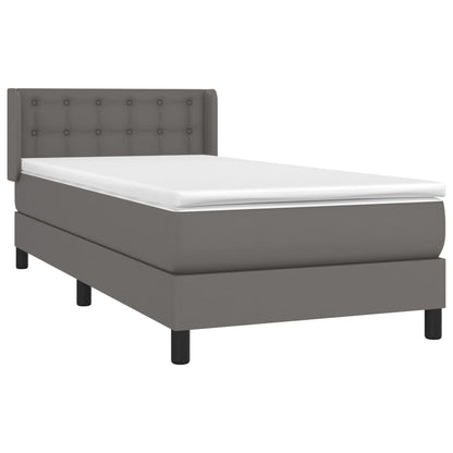 Boxspring Met Matras Kunstleer Grijs 80 x 200 cm Knopen