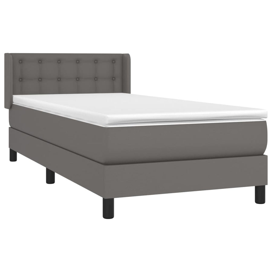 Boxspring Met Matras Kunstleer Grijs 80 x 200 cm Knopen