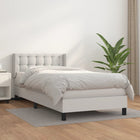 Boxspring Met Matras Kunstleer Wit 90 x 190 cm Knopen