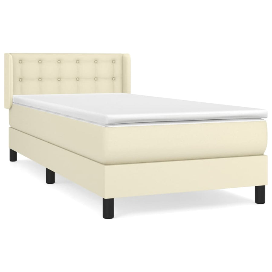 Boxspring Met Matras Kunstleer Crèmekleurig 90X190 Cm 90 x 190 cm