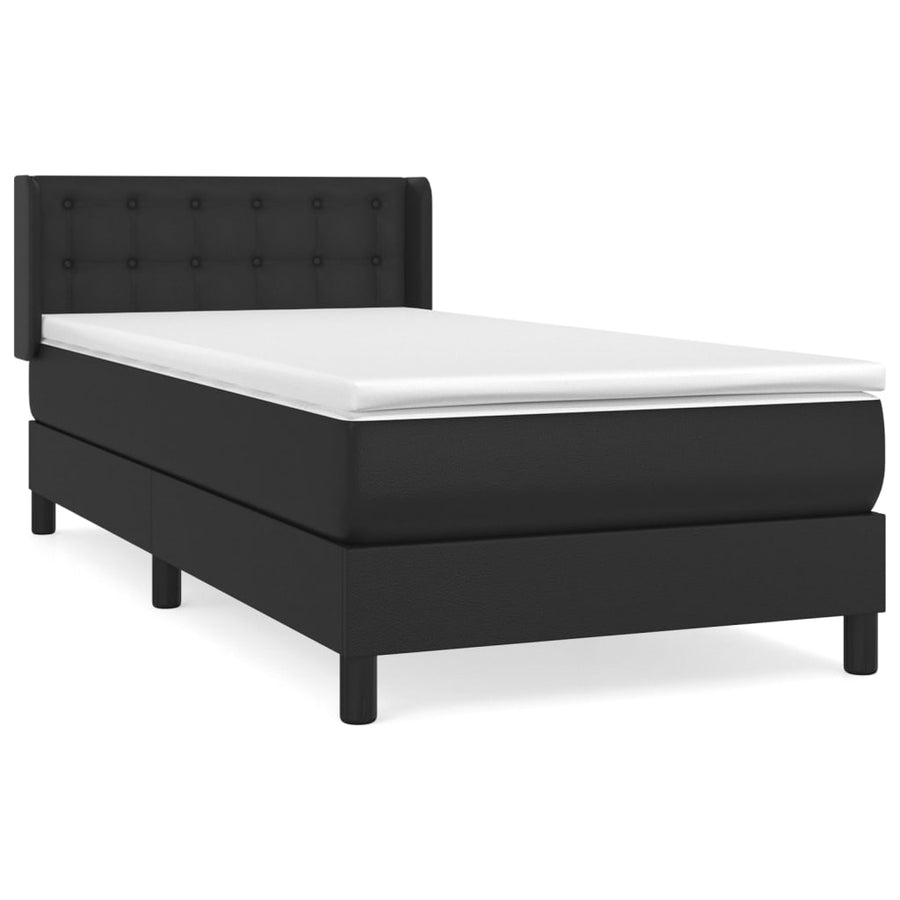 Boxspring Met Matras Kunstleer Zwart 90 x 200 cm Knopen