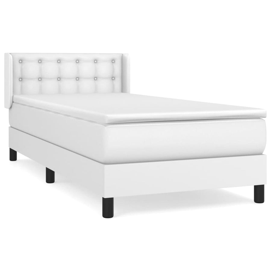 Boxspring Met Matras Kunstleer Wit 90 x 200 cm Knopen