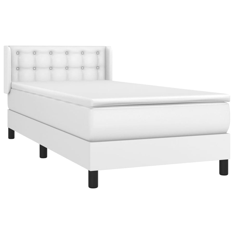 Boxspring Met Matras Kunstleer Wit 90 x 200 cm Knopen