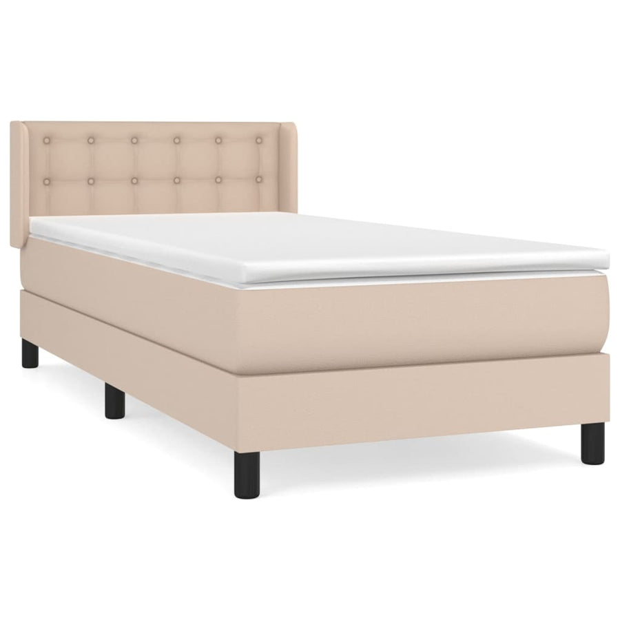 Boxspring Met Matras Kunstleer Kleurig Cappuccino 90 x 200 cm Knopen