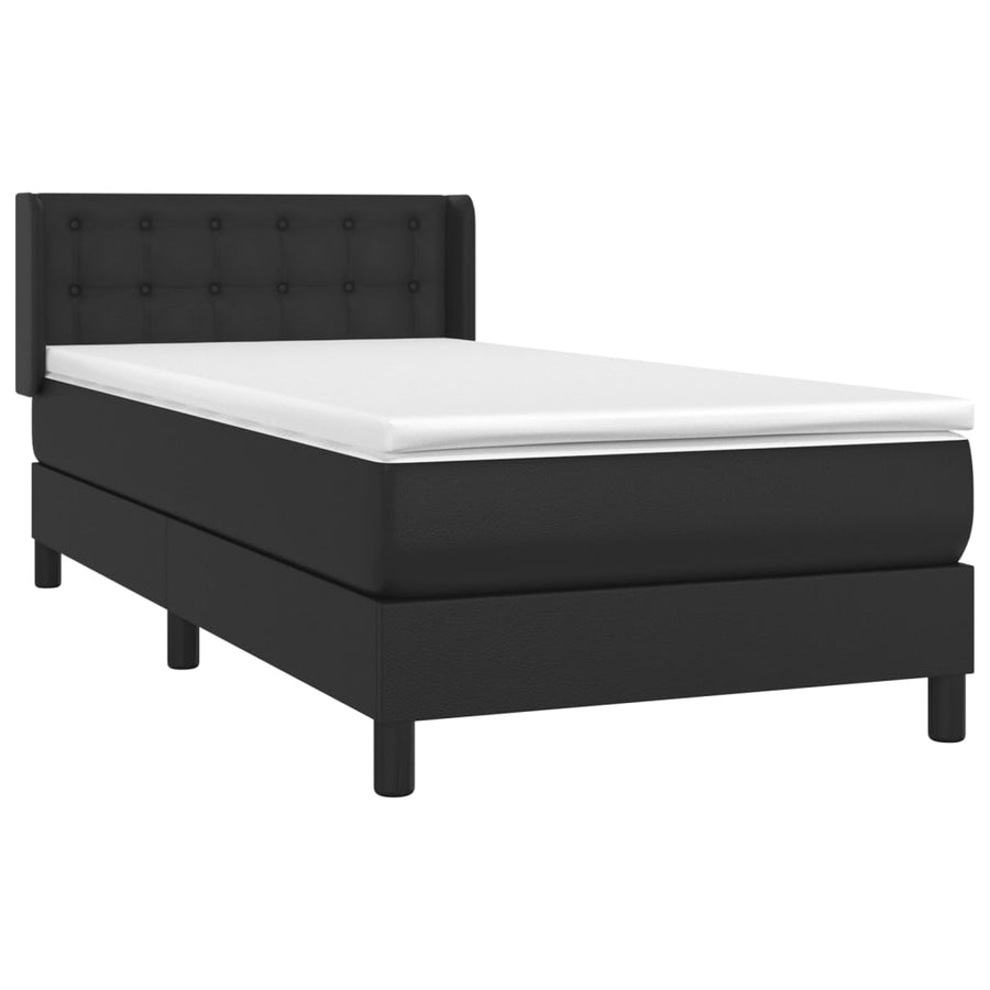 Boxspring Met Matras Kunstleer Zwart 100 x 200 cm Knopen