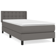 Boxspring Met Matras Kunstleer Grijs 100 x 200 cm Knopen
