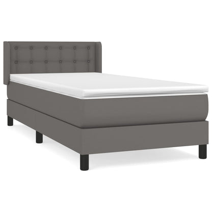 Boxspring Met Matras Kunstleer Grijs 100 x 200 cm Knopen