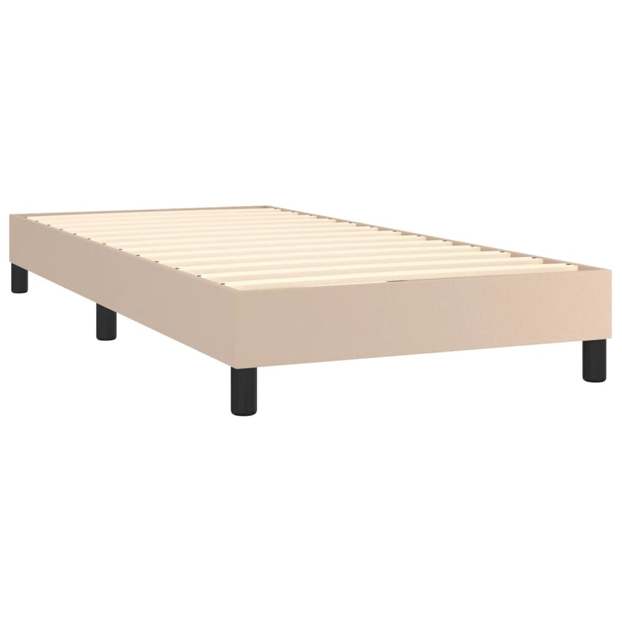 Boxspring met matras kunstleer cappuccinokleurig 100x200 cm 100 x 200 cm Knopen