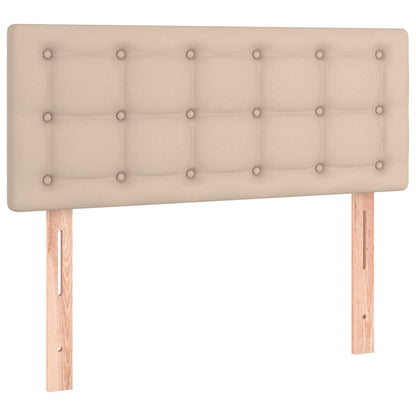 Boxspring met matras kunstleer cappuccinokleurig 100x200 cm 100 x 200 cm Knopen