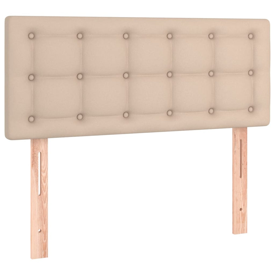 Boxspring met matras kunstleer cappuccinokleurig 100x200 cm 100 x 200 cm Knopen