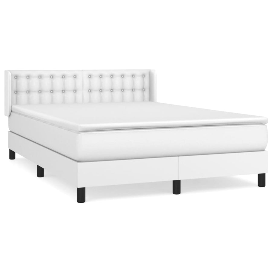 Boxspring Met Matras Kunstleer Wit 140 x 190 cm Knopen