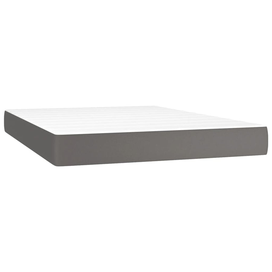 Boxspring Met Matras Kunstleer Grijs 140 x 190 cm Knopen