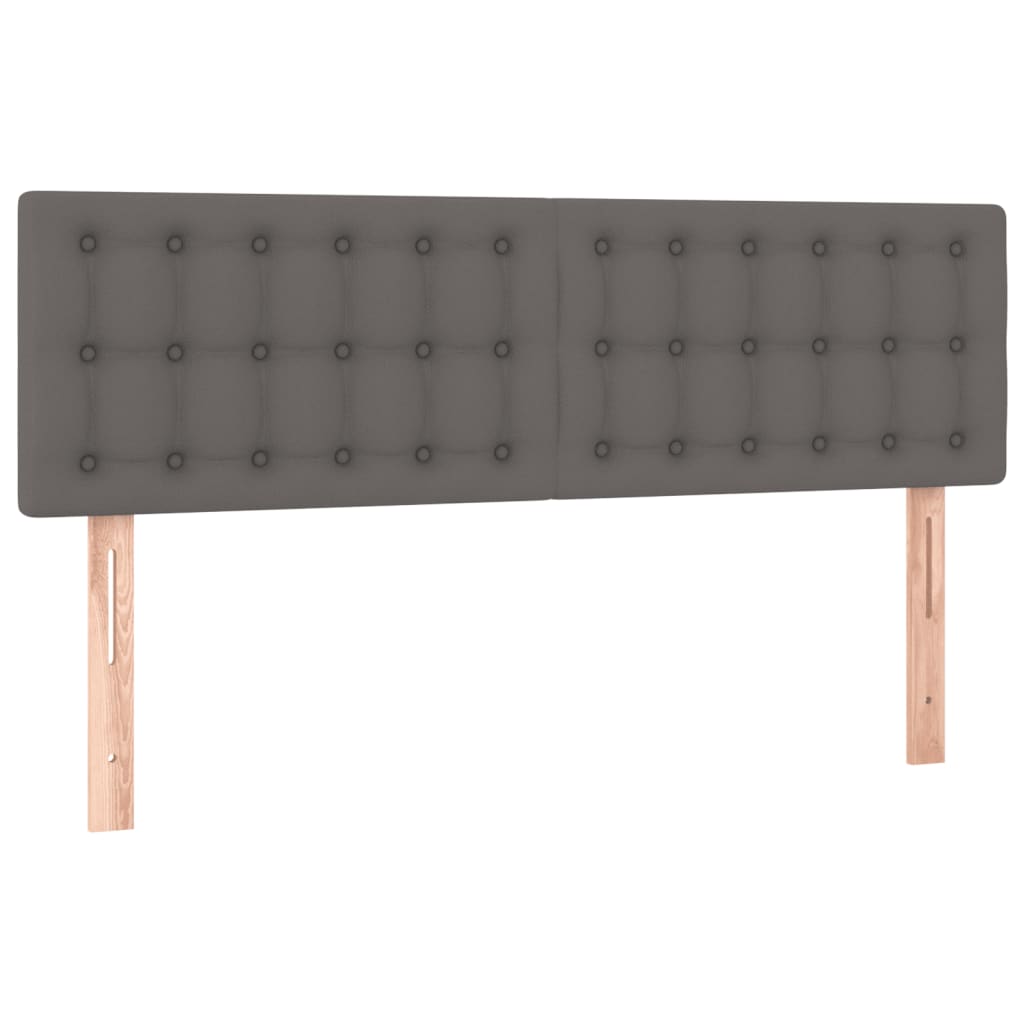 Boxspring Met Matras Kunstleer Grijs 140 x 190 cm Knopen