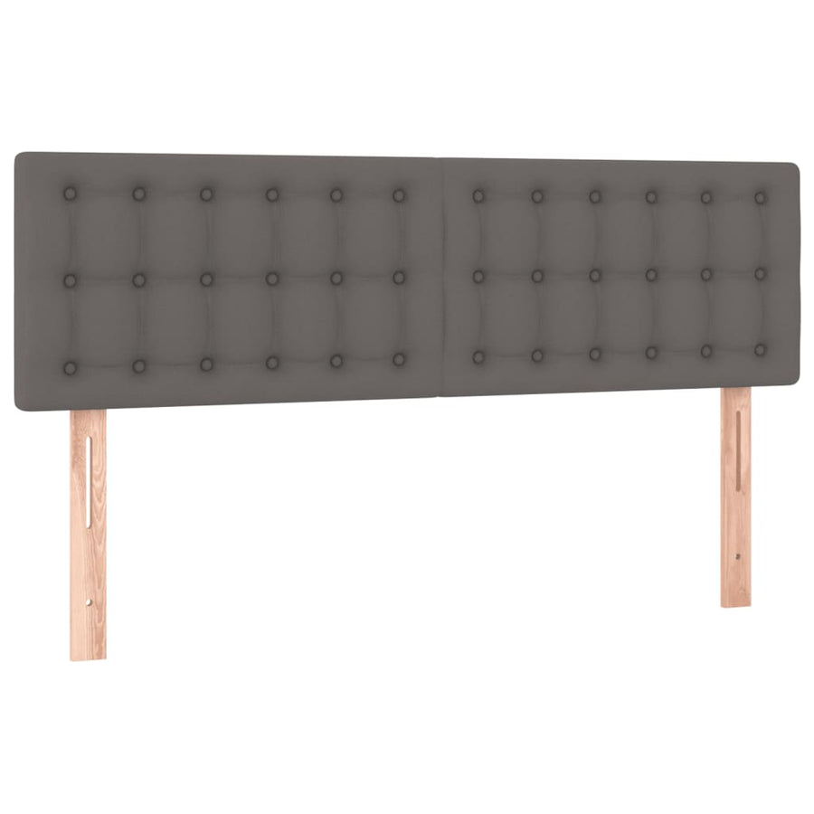 Boxspring Met Matras Kunstleer Grijs 140 x 190 cm Knopen