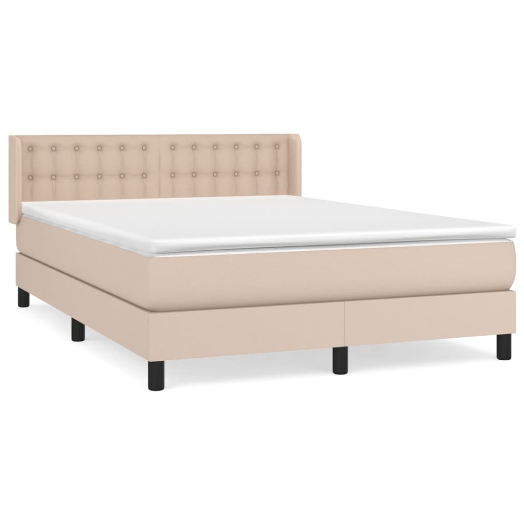 Boxspring Met Matras Kunstleer Kleurig Cappuccino 140 x 190 cm Knopen