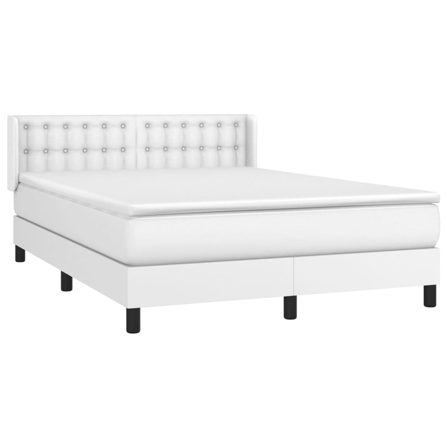 Boxspring Met Matras Kunstleer Wit 140 x 200 cm Knopen