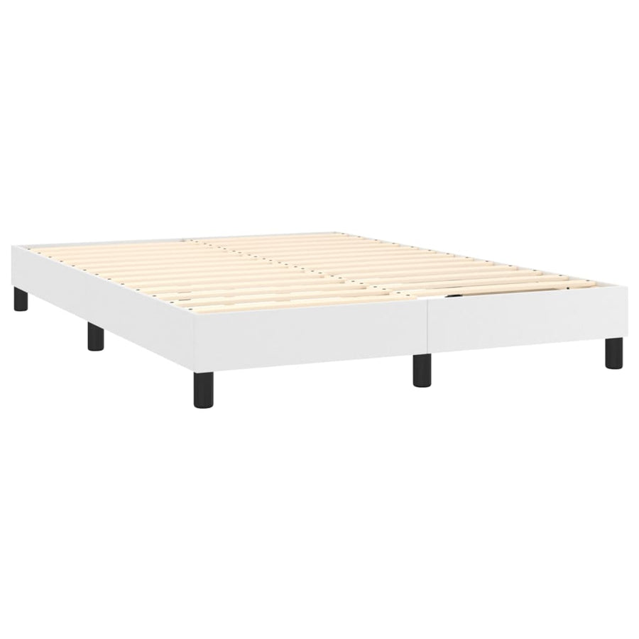 Boxspring Met Matras Kunstleer Wit 140 x 200 cm Knopen