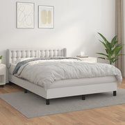 Boxspring met matras 140x200 cm wit kunstleer