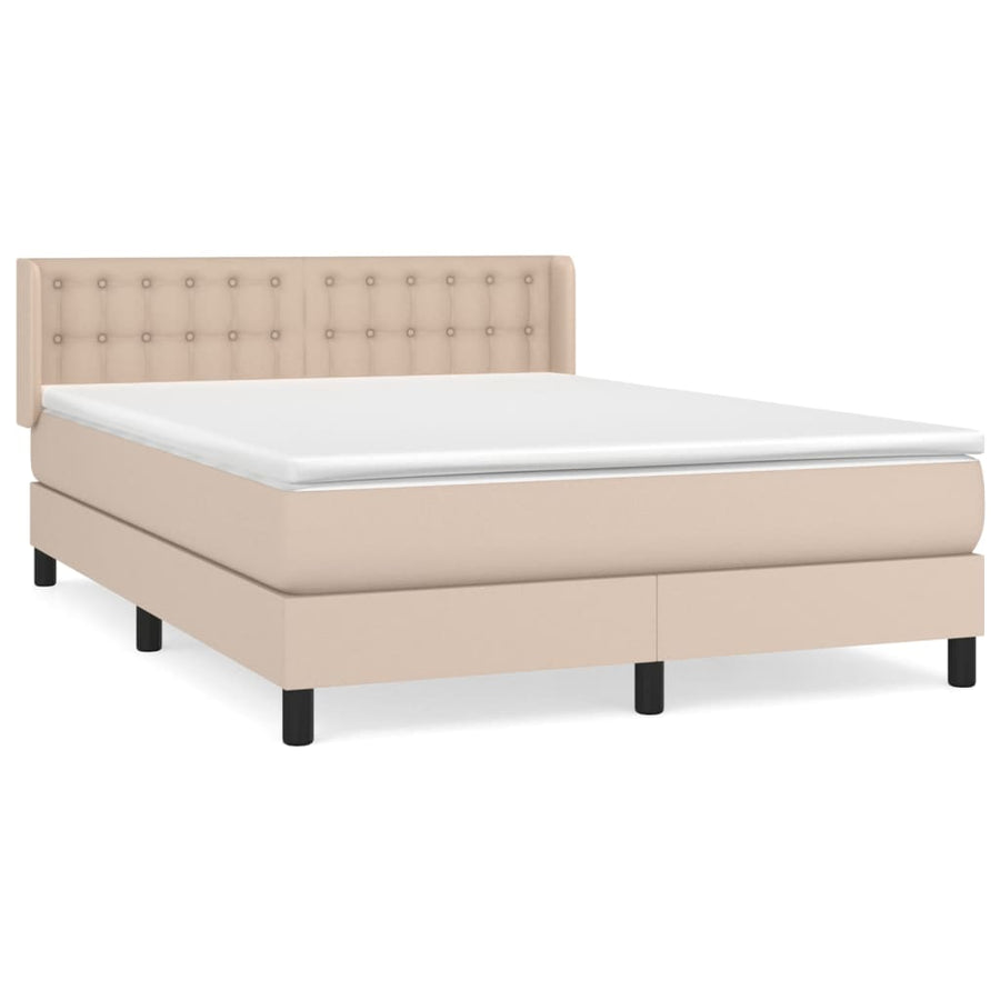 Boxspring Met Matras Kunstleer Kleurig Cappuccino 140 x 200 cm Knopen