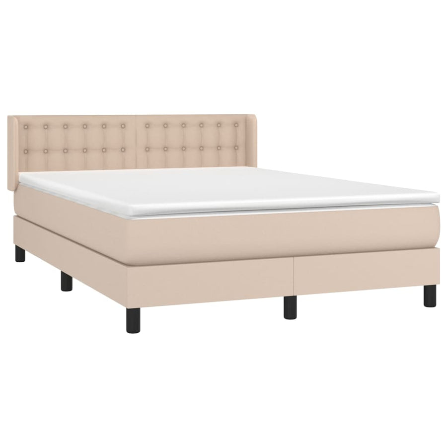 Boxspring Met Matras Kunstleer Kleurig Cappuccino 140 x 200 cm Knopen