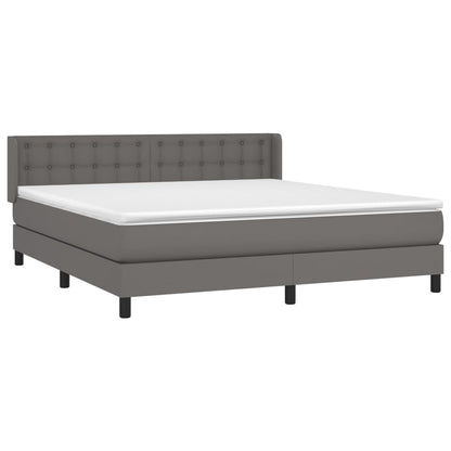 Boxspring Met Matras Kunstleer Grijs 160 x 200 cm Knopen
