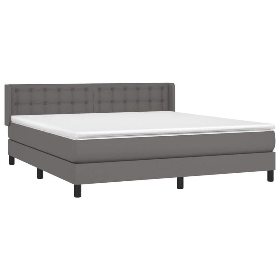 Boxspring Met Matras Kunstleer Grijs 160 x 200 cm Knopen