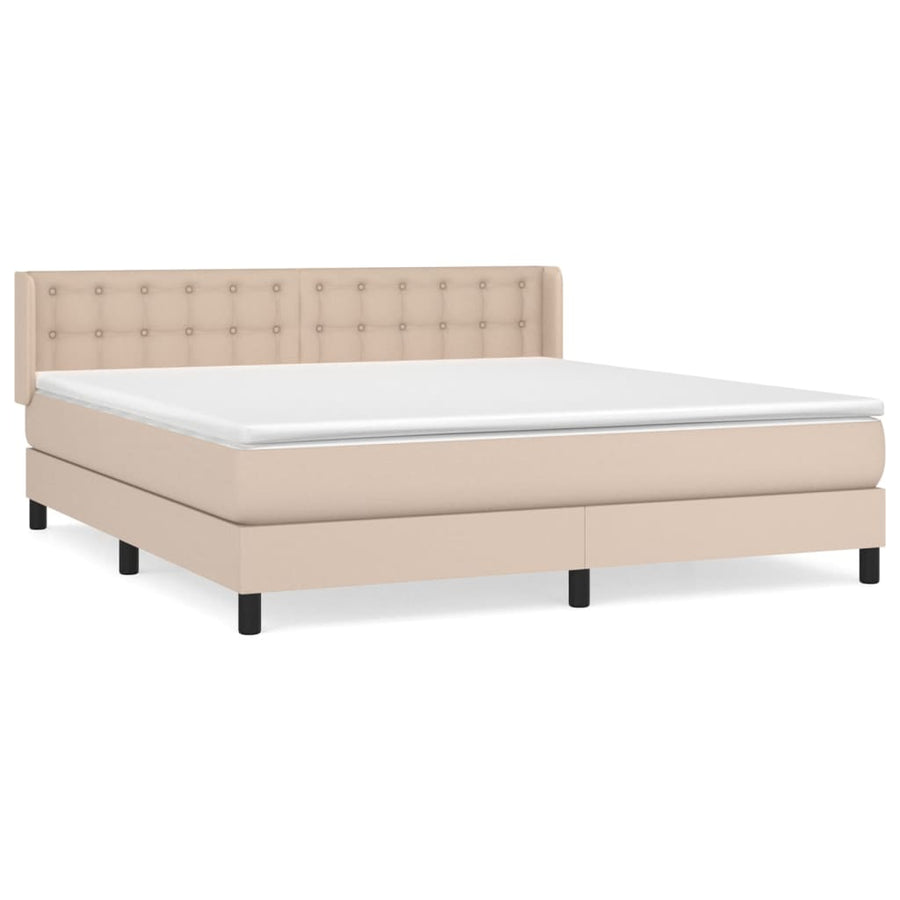 Boxspring Met Matras Kunstleer Kleurig Cappuccino 160 x 200 cm Knopen