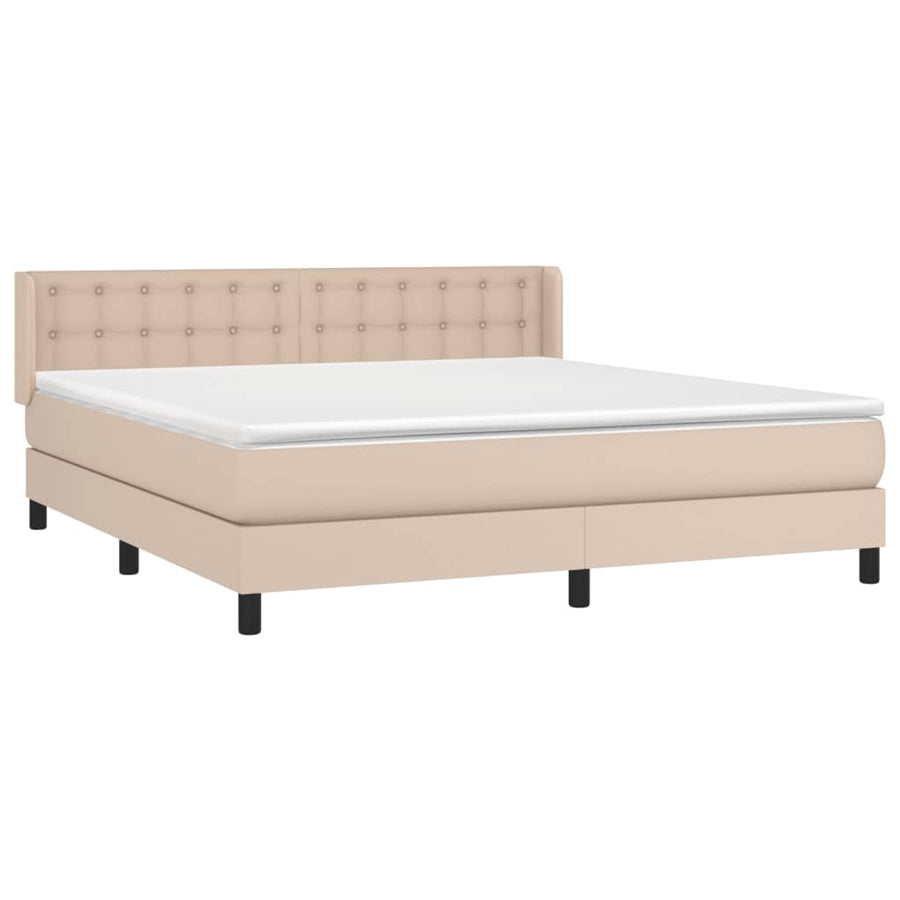 Boxspring Met Matras Kunstleer Kleurig Cappuccino 160 x 200 cm Knopen
