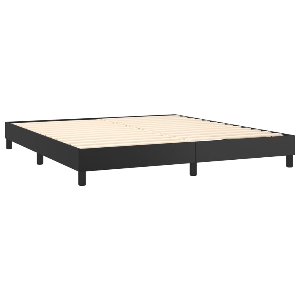 Boxspring Met Matras Kunstleer Zwart 180 x 200 cm Knopen