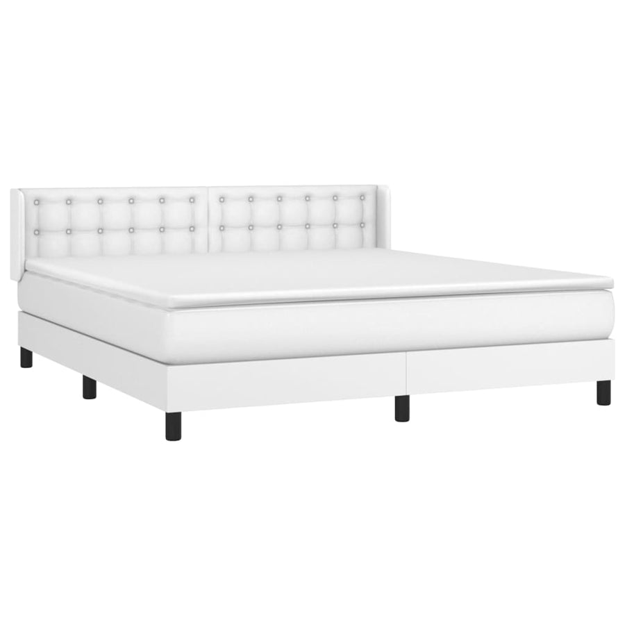 Boxspring Met Matras Kunstleer Wit 180 x 200 cm Knopen