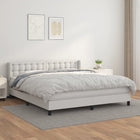 Boxspring Met Matras Kunstleer Wit 180 x 200 cm Knopen