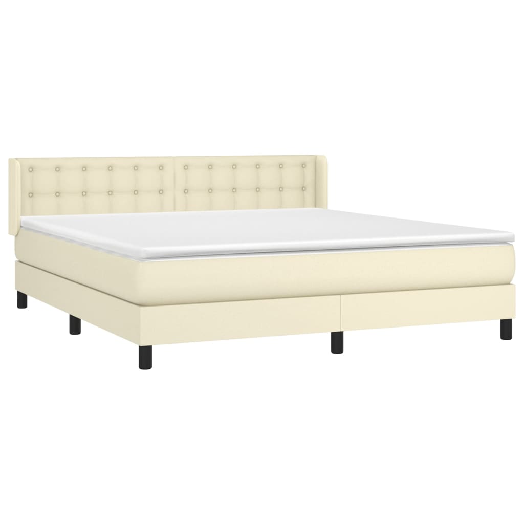Boxspring Met Matras Kunstleer Crèmekleurig 180X200 Cm 180 x 200 cm