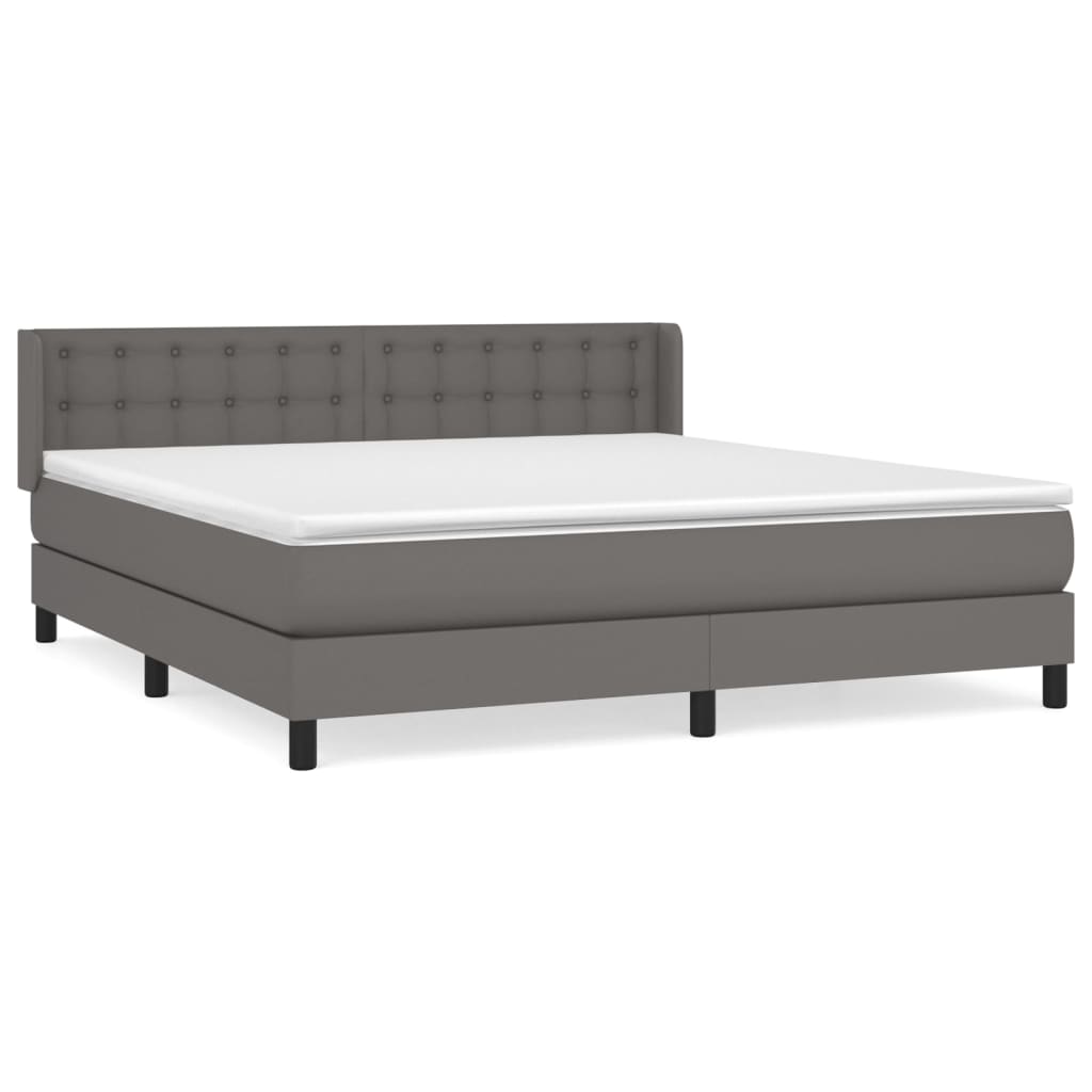 Boxspring Met Matras Kunstleer Grijs 180 x 200 cm Knopen