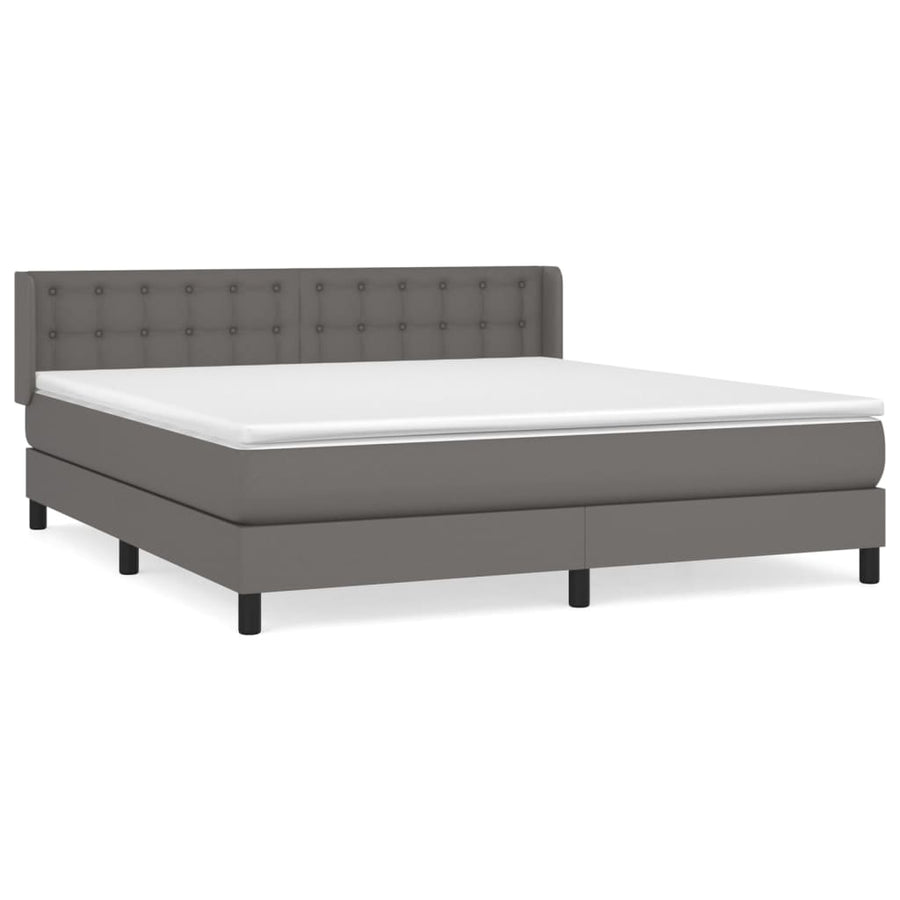 Boxspring Met Matras Kunstleer Grijs 180 x 200 cm Knopen