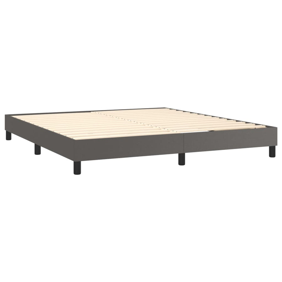 Boxspring Met Matras Kunstleer Grijs 180 x 200 cm Knopen