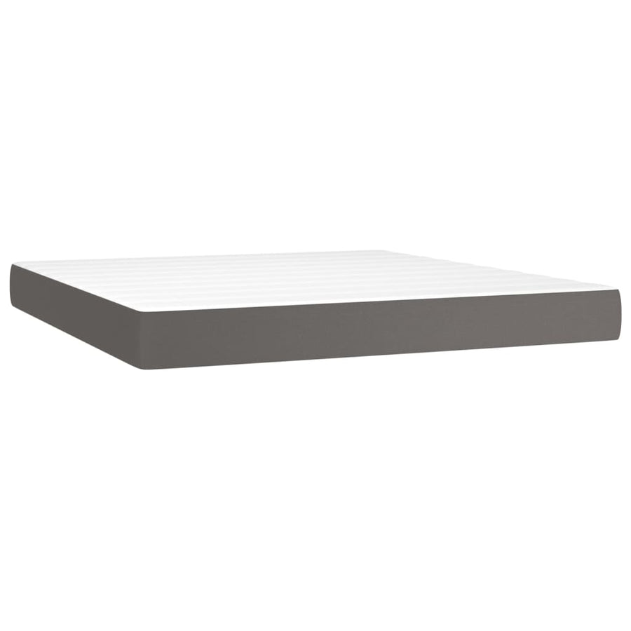 Boxspring Met Matras Kunstleer Grijs 180 x 200 cm Knopen