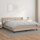 Boxspring Met Matras Kunstleer Kleurig Cappuccino 180 x 200 cm Knopen