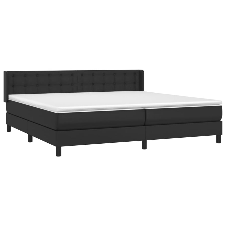 Boxspring Met Matras Kunstleer Zwart 200 x 200 cm Knopen