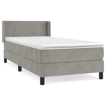 Boxspring Met Matras Fluweel Lichtgrijs 80 x 200 cm Effen ontwerp